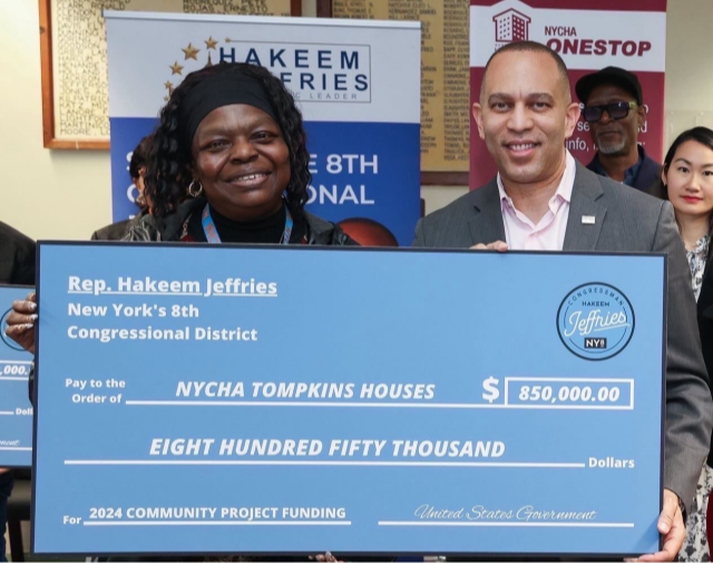 LHJ Presents a check to Tompkins Houses